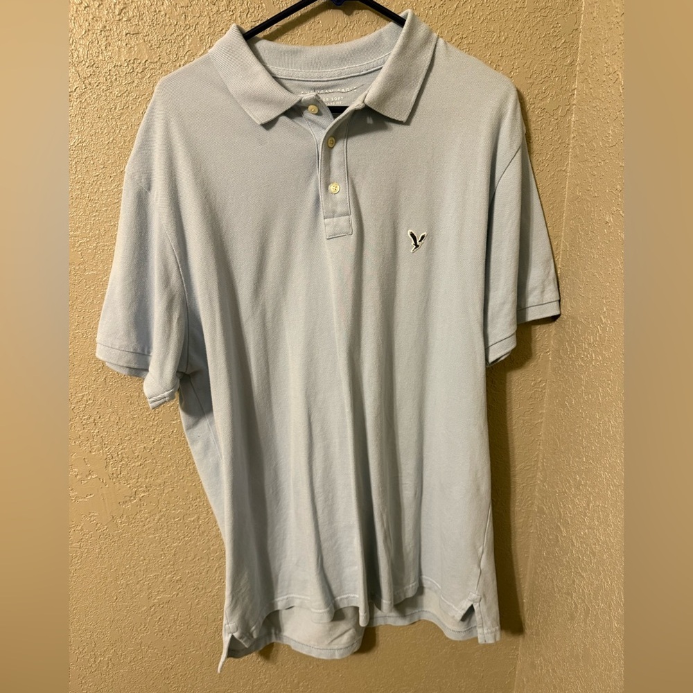 American Eagle Outfitters Light Blue Polo Shirt Men’s XL